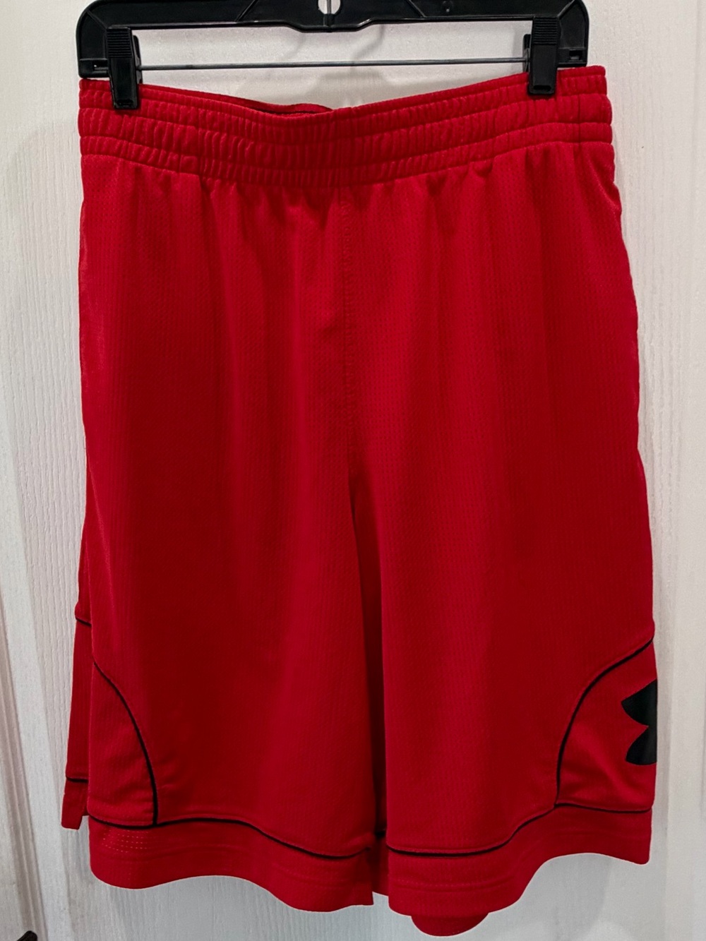 Under Armour Men’s Bright Red Athletic Shorts with Black Logo